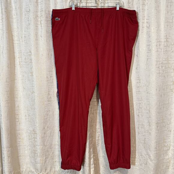 Lacoste Logo Band Tennis Red Track Pants Blue Side‎ Stripe Drawstring Men's 4XL - Picture 1 of 5